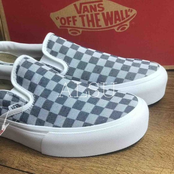 Vans Other - NWT VANS Slip On Platform Checkerboard Denim Kid's